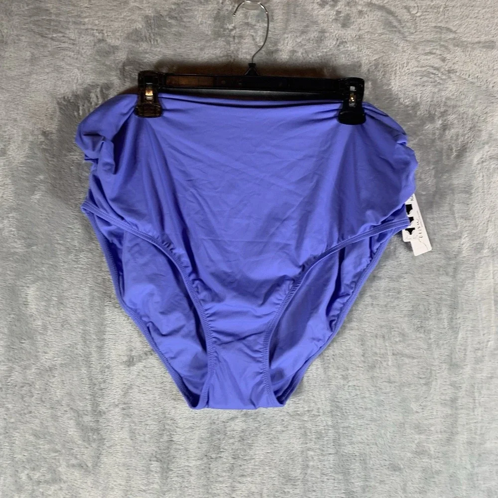 Anne Cole Women's Swimsuit 22W Bikini Bottoms Convertible 3 Ways‎ Purple Ruched